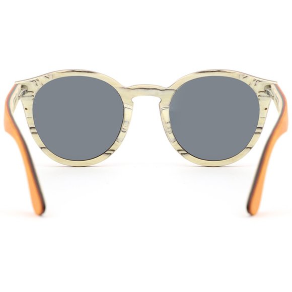 Wood Sunglasses with Gray Polarized Lens Wooden Veneer Frame with Rhinestones